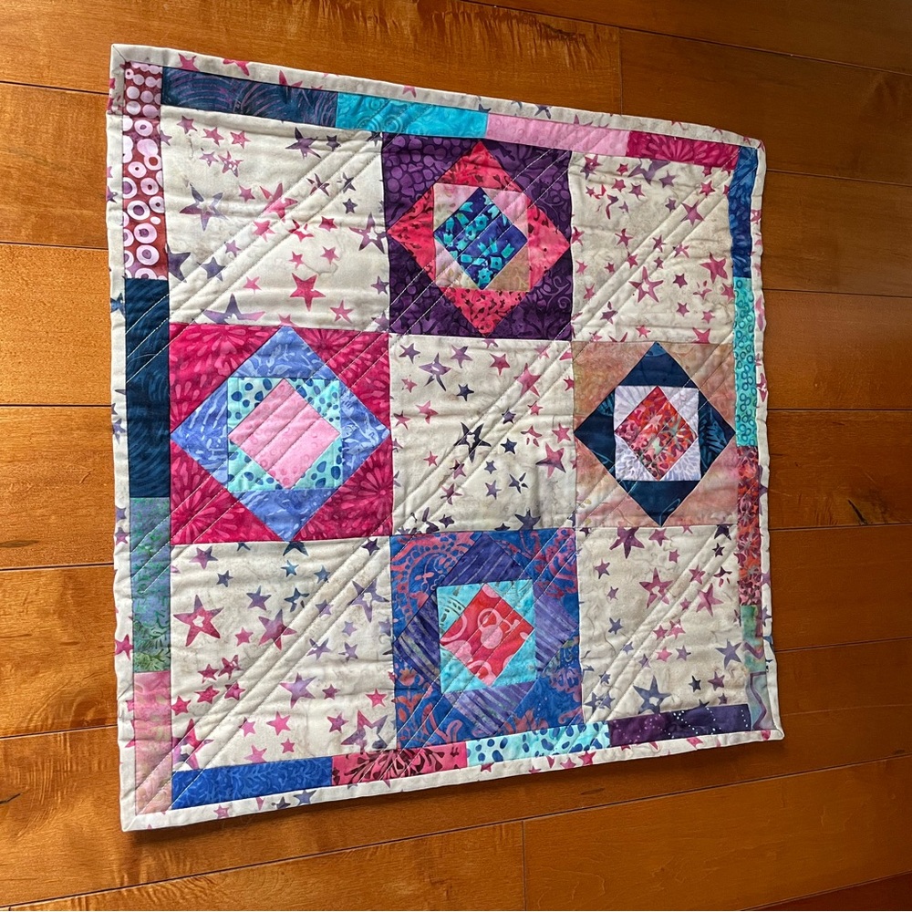 Star Patchwork Quilted Throw - Multicolor